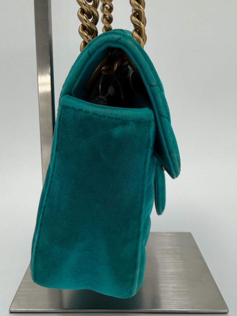 Gucci Teal Velvet GG Marmont Shoulder Bag with Gold Hardware Gorgeous!!! - Picture 2 of 14